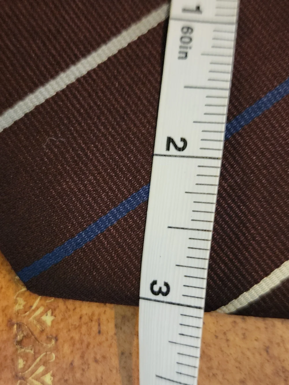 Vintage OLEG CASSINI Men’s Tie Brown Blue Striped Polyester Retro Necktie